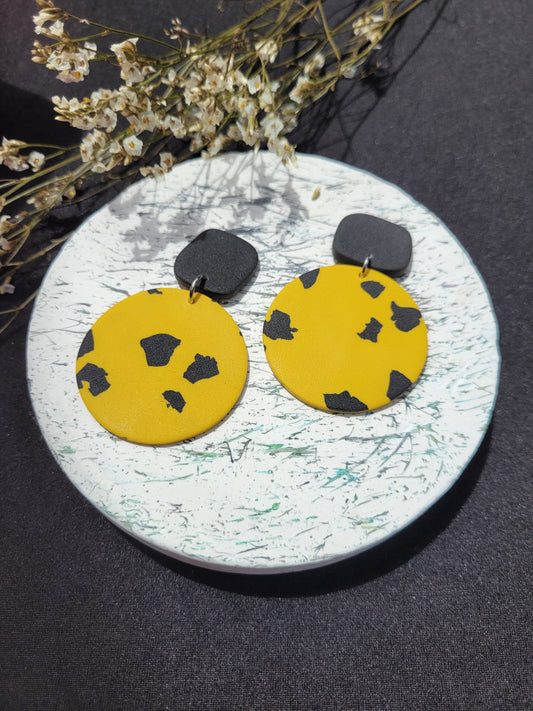 Mustard Animal Print Solinas Earrings